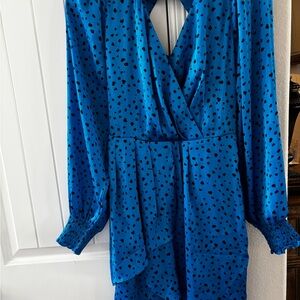Heartloom Royal Blue Wrap Dress with Black Dots
